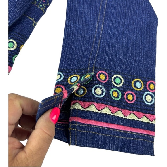 Vintage Y2K Entice Embroidered Dark Blue Denim Jean Jacket Blazer Hippie Medium - Picture 11 of 16